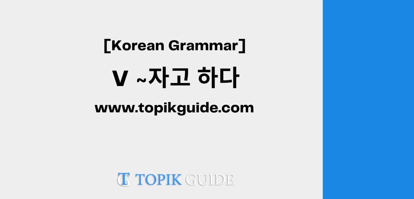 ~자고 하다 [ Korean Grammar ]