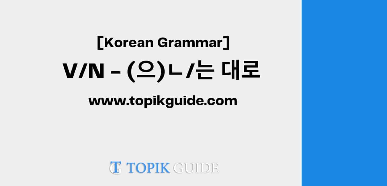 V/N - (으)ㄴ/는 대로 [ Korean Grammar ]