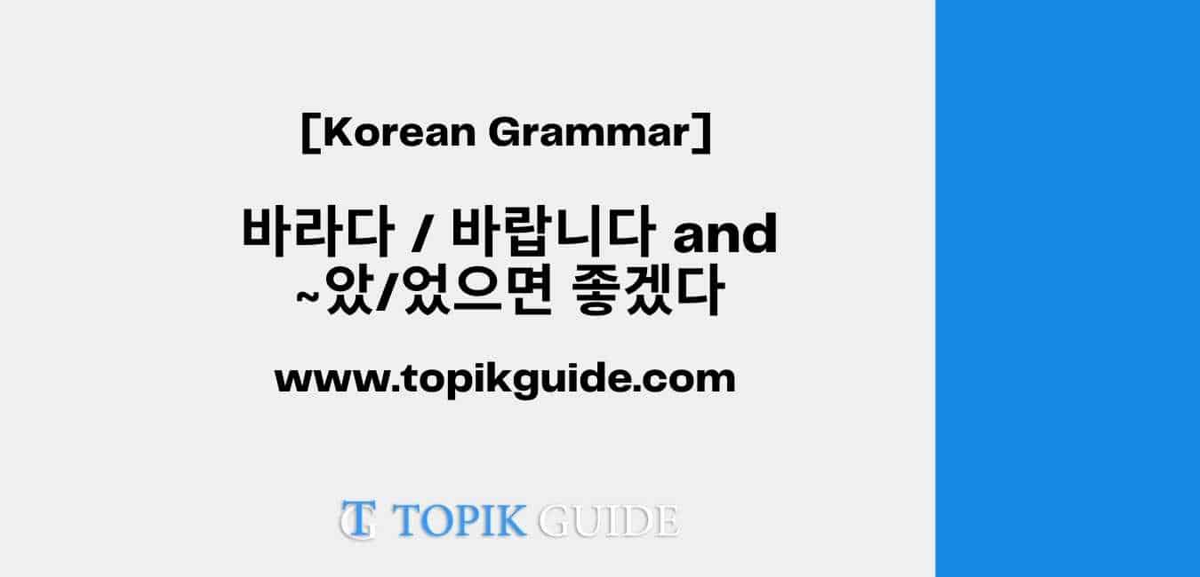 바라다 , 바랍니다 ~았/었으면 좋겠다 [ Korean Grammar ]