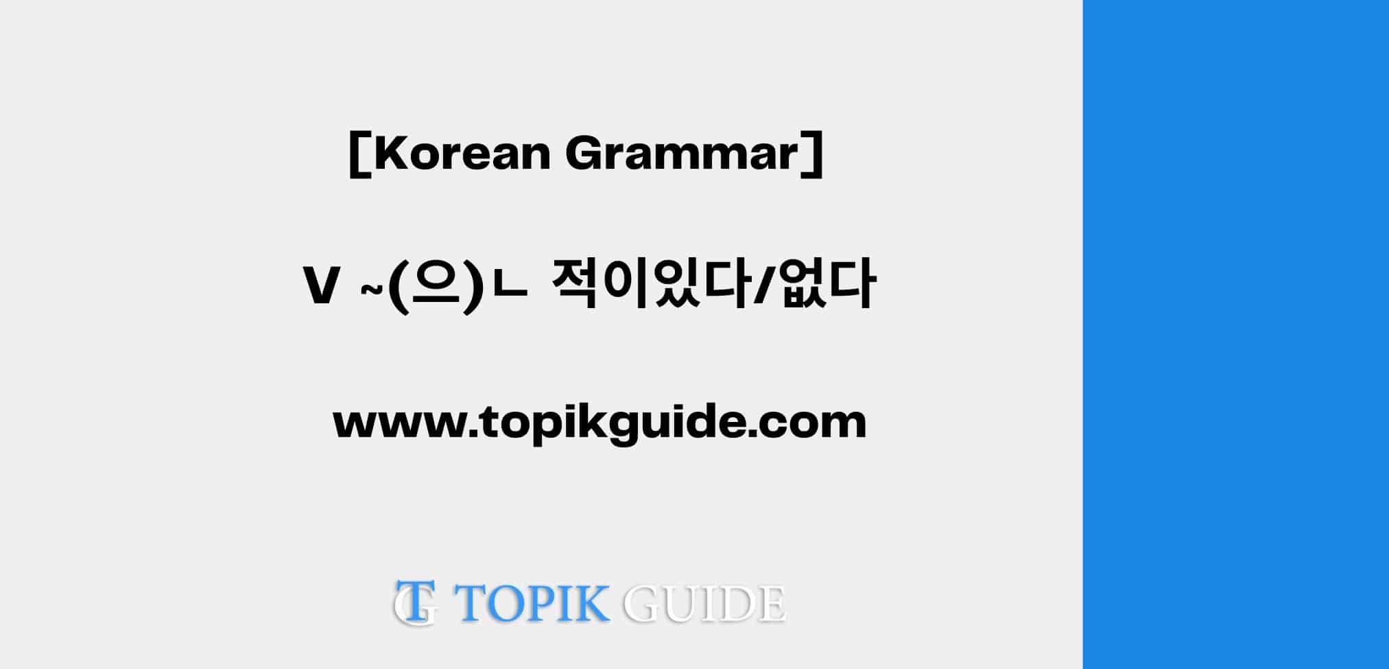 V ~(으)ㄴ 적이있다/없다
