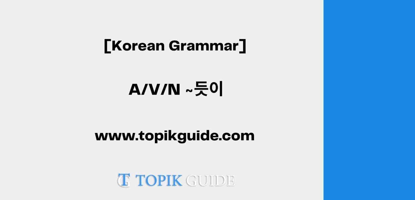 A/V/N ~듯이 [ Korean Grammar ]